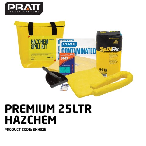 PRATT 25LTR HAZCHEM SPILL KIT- YELLOW BAG 